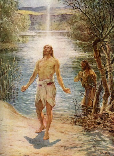 Jesús es bautizado por San Juan - Biblia de William Brassey Hole