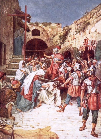 Jesús hundiéndose bajo el peso de su cruz de William Brassey Hole