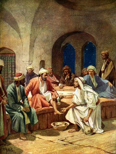 Jesús lava los pies de Pedro - Biblia de William Brassey Hole