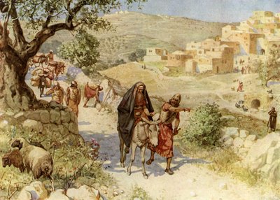 El rey David huyendo de Jerusalén es maldecido por Simei de William Brassey Hole