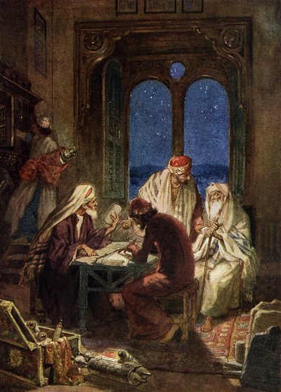 Judíos eruditos escribiendo rollos de la Biblia de William Brassey Hole