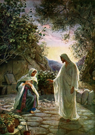 María Magdalena habla con el Jesús resucitado - Biblia de William Brassey Hole