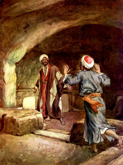 Pedro y Juan corren al sepulcro vacío - Biblia de William Brassey Hole