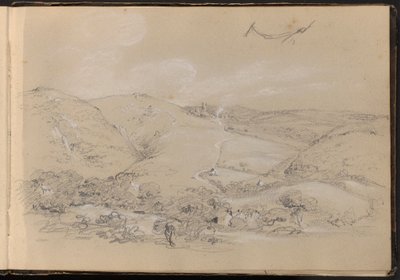 Escena de colinas y valles de William Brockedon