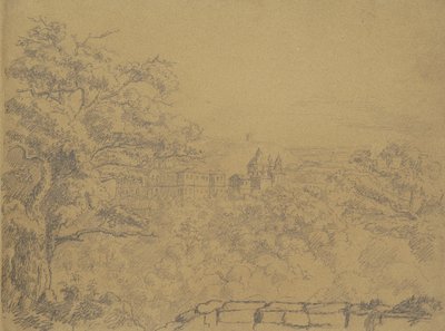 Recto: Paisaje rural con monasterio de William Brockedon