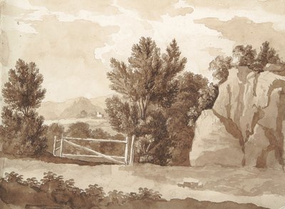 Reverso: Escena de paisaje de William Brockedon