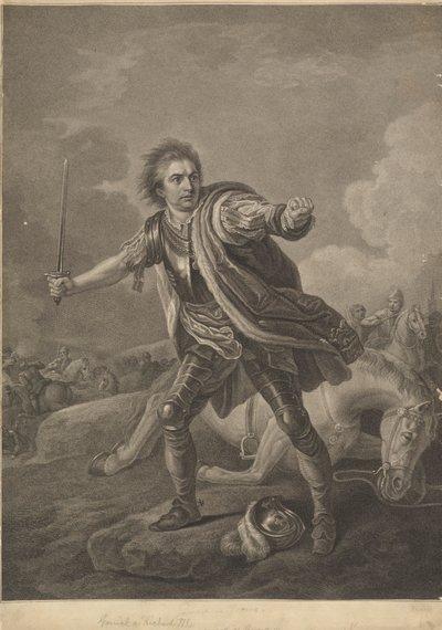 David Garrick como Ricardo III en la representación del teatro Drury Lane, 1759 de William Bromley