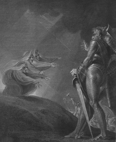 Las brujas aparecen a Macbeth y Banquo de William Bromley