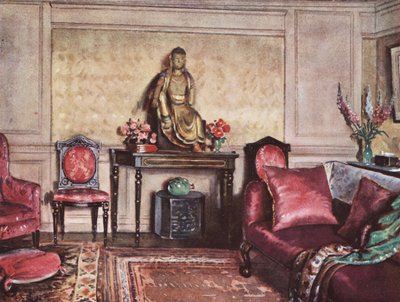 Decoración interior: Mobiliario con un acertado uso del rosa (litografía en color) de William Bruce Ellis Ranken
