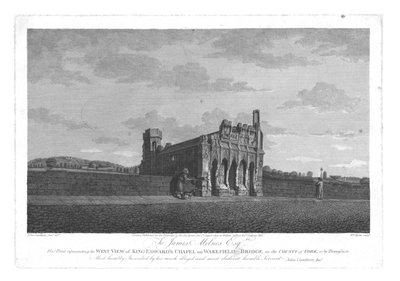 Vista oeste de la Capilla del Rey Eduardo en el Puente Wakefield en el condado de York de William Byrne