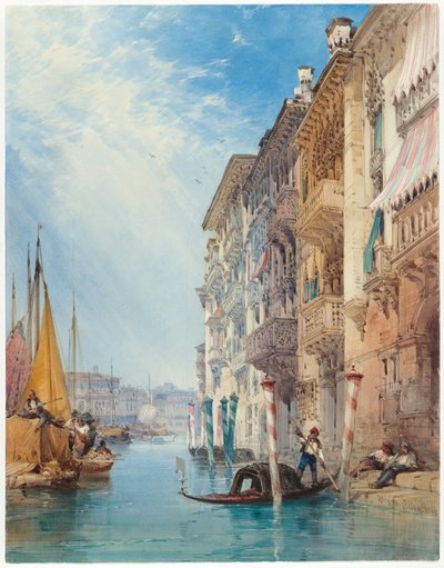 Una góndola en el Gran Canal, Venecia de William Callow