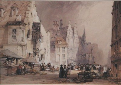 Un mercado callejero en Gante de William Callow