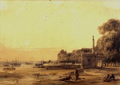 Una vista, posiblemente en el Sena al atardecer de William Callow