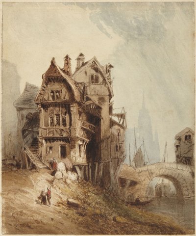 Casas junto al río de William Callow