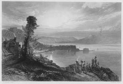 La Bahía de Nápoles, temprano en la mañana, de la colección real (grabado) de William Callow