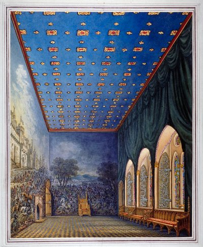 Esquema propuesto para redecorar la Cámara Pintada, Antiguo Palacio de Westminster, Londres, c. 1817 de William Capon