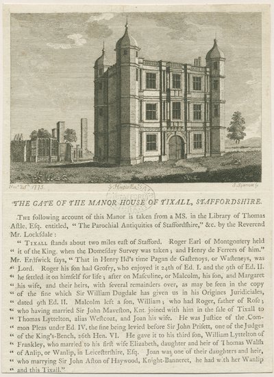 Tixall Hall - Casa de la Puerta: grabado de William Carter