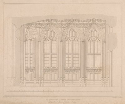 Capilla de San Esteban, Westminster - Sección longitudinal del oratorio inferior de William Caveler