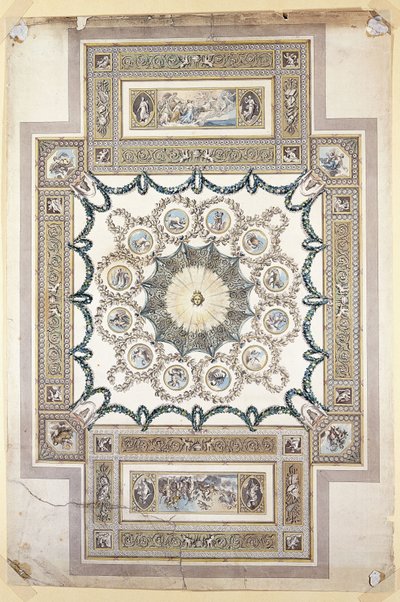 Diseño para el techo de la biblioteca en Woburn Abbey de William Chambers
