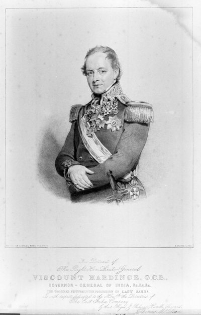 El Muy Honorable Teniente General Vizconde Hardinge, GCB, Gobernador General de la India de William Charles (after) Ross