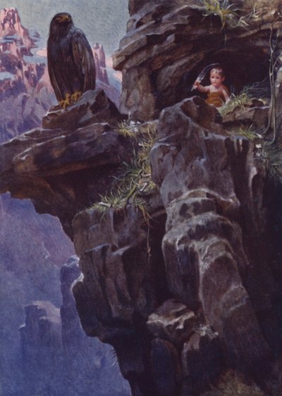 Ilustración de Child of the Air de M H Spielmann (litografía en color) de William Charles John Pitcher