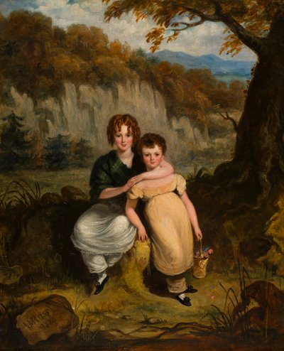 Retrato de Sir Thomas Moncrieffe Bt. y su hermana cuando niños, c.1826 (aceite a bordo) de William Charles Ross