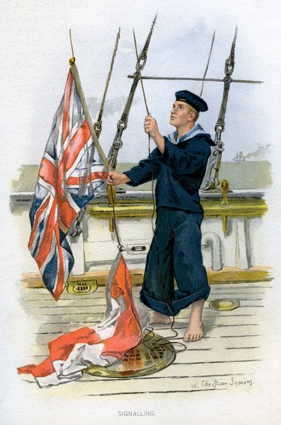 Marinero de la Royal Navy señalando, c. 1890-c. 1893 de William Christian Symons