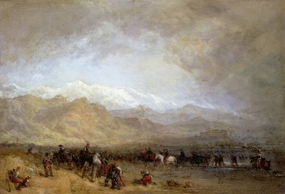 Tropas francesas vadeando el Magra (óleo sobre cartón fresado) de William Clarkson Stanfield