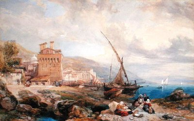 Golfo de Salerno, c.1840 (acuarela y gouache en papel blanco) de Clarkson Frederick Stanfield