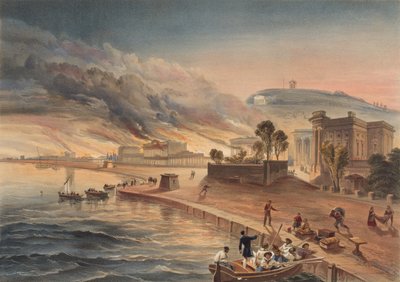 Quema de los Edificios del Gobierno en Kertch, 9 de junio de 1855 de William Crimea Simpson