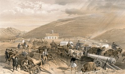 Dificultades del comisariado, el camino de Balaklava a Sebastopol, en Kadikoi, durante el clima húmedo de William Crimea Simpson