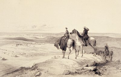 Florence Nightingale y el Sr. Bracebridge en la colina de Cathcart con vista a Sebastopol de William Crimea Simpson