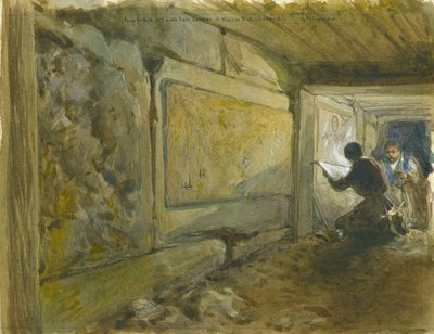 Fundación de la esquina sureste del Muro de Haram, Jerusalén de William Crimea Simpson