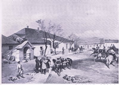 Cuartel general de Lord Raglan en Khutor-Karagatch, ilustración de British Battles on Land and Sea, 1915 de William Crimea Simpson