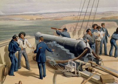 Sebastopol desde el Mar, lámina de El Asiento de la Guerra en el Este de William Crimea Simpson