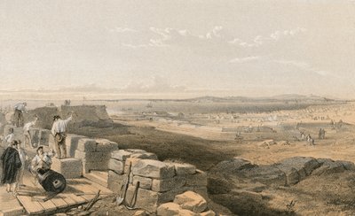 Estrechos de Yenikale con la bahía y la ciudad de Kertch desde la antigua fortaleza de Yenikale de William Crimea Simpson