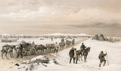 El campamento de la 1ª División, mirando al norte hacia el campamento de la 2ª División, las Alturas de Inkermann en la distancia de William Crimea Simpson
