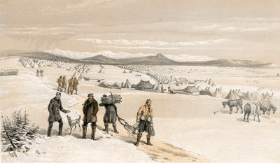 El campamento de la 2ª División, mirando al este, enero de 1855 de William Crimea Simpson