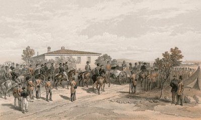 El cortejo fúnebre de Lord Raglan saliendo del Cuartel General de William Crimea Simpson