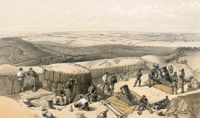 Las nuevas obras en el sitio de Sebastopol en el ataque derecho, desde la Batería de Morteros a la derecha de la Batería de Gordon de William Crimea Simpson