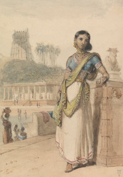 Una mujer de casta alta junto a un muro de William Daniell