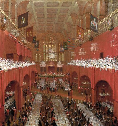 Banquete en el Guildhall, Ciudad de Londres, 1814 de William Daniell
