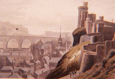 Edimburgo con parte del Puente del Norte y el Castillo, del Tour de Daniell de William Daniell