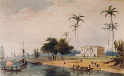 En la Casa del Jardín Reach, Calcuta, c. 1786-1791 (1935) de William Daniell