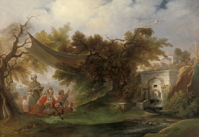 Paisaje Indio con Figuras Cerca de un Arroyo de William Daniell