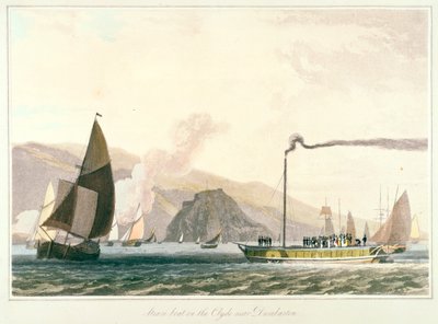 Barco de vapor en el Clyde cerca de Dumbarton, c1814 de William Daniell