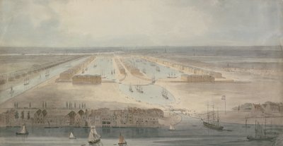 The New Docks, Isle of Dogs (lápiz, tinta y aguada sobre papel) de William Daniell