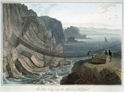 El puente de cuerda cerca del faro, Holyhead, Anglesey, Gales de William Daniell
