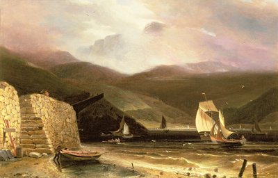 Vista de Arran, con barcos de vela en una tormenta, 1814 de William Daniell