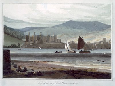 Vista del Castillo de Conway, Caernarvonshire, Gales de William Daniell